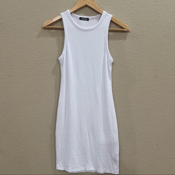 TALENTLESS Womens Bodycon White Tank Dress Sz XS Preppy Streetwear Party Beach - Picture 2 of 11